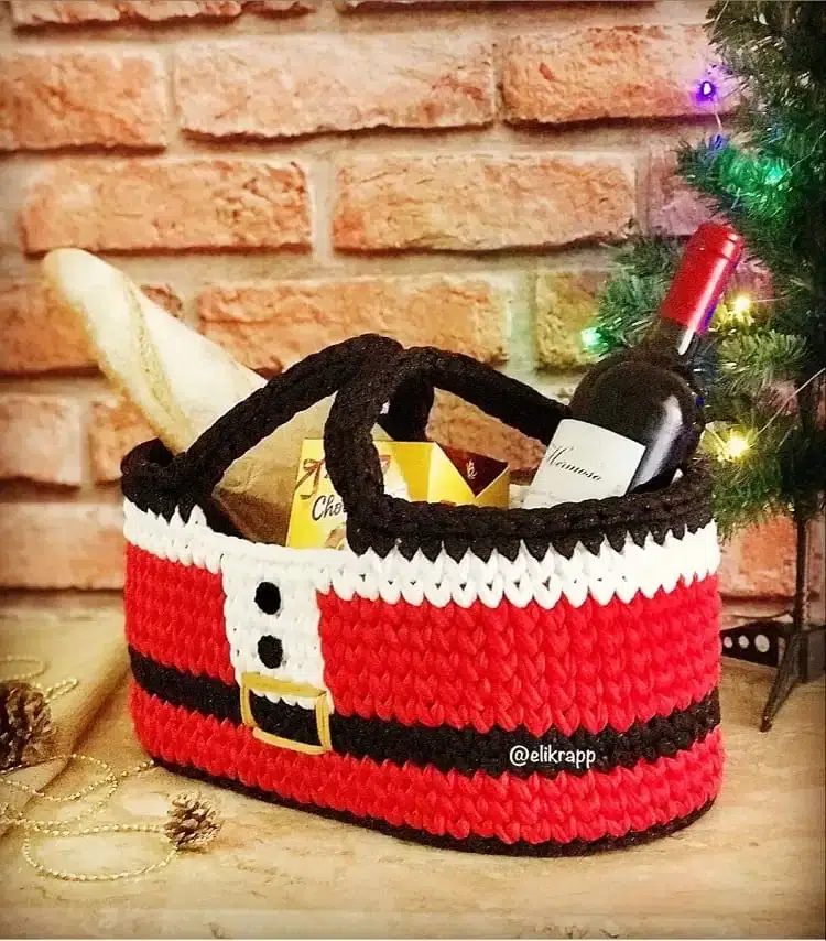 Cestinha de Crochê Natal
