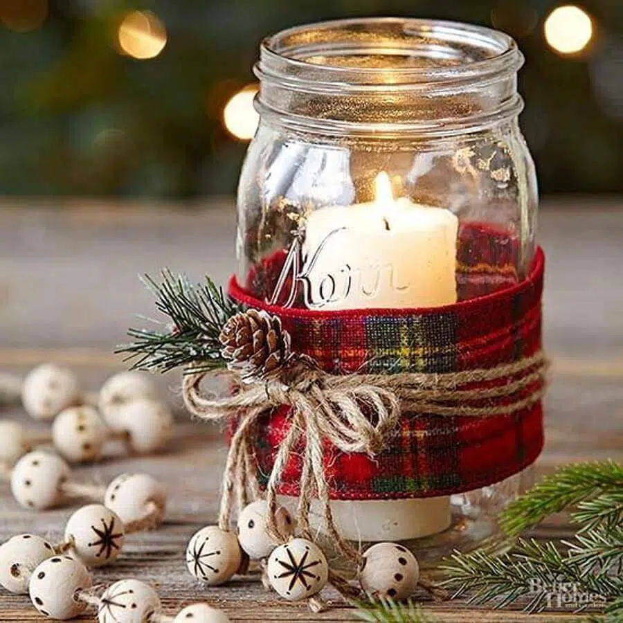 Pote de Vidro Decorado para o Natal