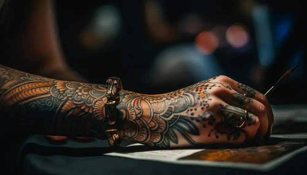 mão tatuada